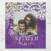 Mooie Rustieke Paarse WISTERIA Kant Bruiloft Wijn Etiket (Enkel label)