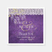 Mooie Rustieke Paarse WISTERIA Kanten Bruiloft Servet (Voorkant)