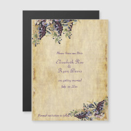 Mooie rustieke papier, wijngaard save the date magnetische uitnodiging