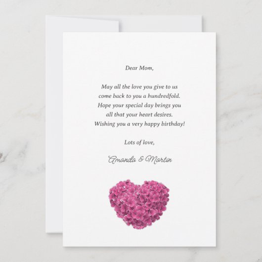 Mooie Rustieke Roze Bloemen Verjaardag Kaart voor  (Achterkant)