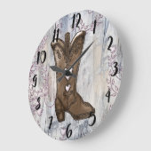 Mooie rustieke roze cowgirl-hartlaarzen boerderij grote klok (Hoek)