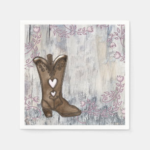 Mooie Rustieke Roze Hart Cowgirl Laarzen Bruidsmei Servet
