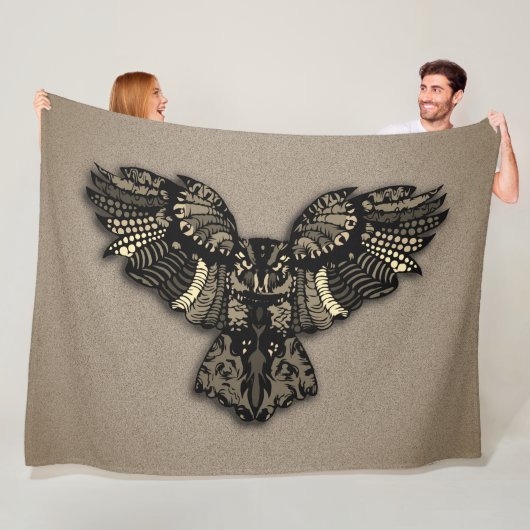 Mooie Rustieke Uil Fleece Deken (In situ)