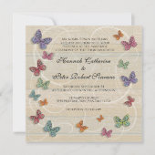Mooie rustieke vlinder bruiloft uitnodiging (Voorkant)