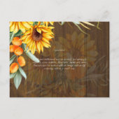 Mooie Rustieke Zonnebloemen Pampas Gras Bruiloft Briefkaart (Achterkant)