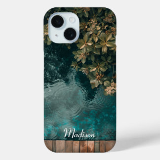 Mooie rustige hoek van zwembad iPhone 15 case