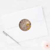 Mooie Rustige houtsloop en zonnebloemen Ronde Sticker (Envelop)