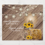 Mooie Rustige houtsloop en zonnebloemen Sparkling Wijnetiket (Enkel label)