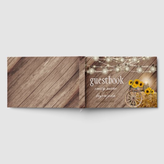 Mooie Rustige houtsloop met zonnebloemen Gastenboek (Volledig)