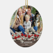 Mooie Rustische familie met kerstfeest Keramisch Ornament (Rechts)