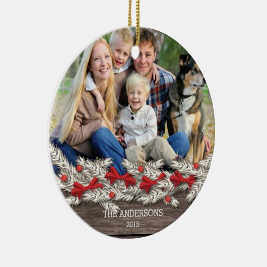 Mooie Rustische familie met kerstfeest Keramisch Ornament (Rechts)