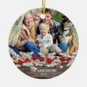 Mooie Rustische familie met kerstfeest Keramisch Ornament (Voorkant)