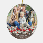 Mooie Rustische familie met kerstfeest Keramisch Ornament (Links)