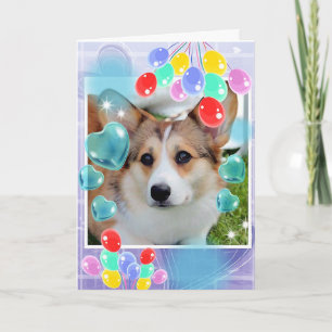 Mooie Sable Corgi met Harten Feestdagen Kaart