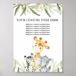 Mooie safari dieren groen Aangepaste Maak Uw Eigen Poster