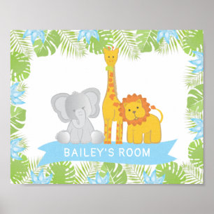 Mooie Safari Dieren Jongens Babykamer Poster