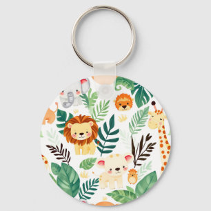 Mooie Safari Dieren Jungle Patroon Sleutelhanger