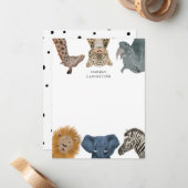 Mooie Safari Dieren Kinderen Notitiekaartje (Voorkant / Achterkant in situ)