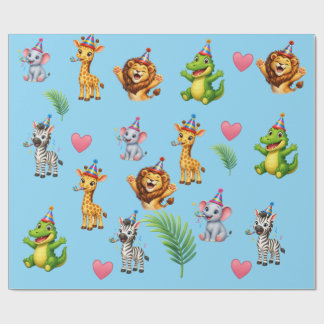Mooie Safari Dieren Verjaardags Inpakpapier | Jung