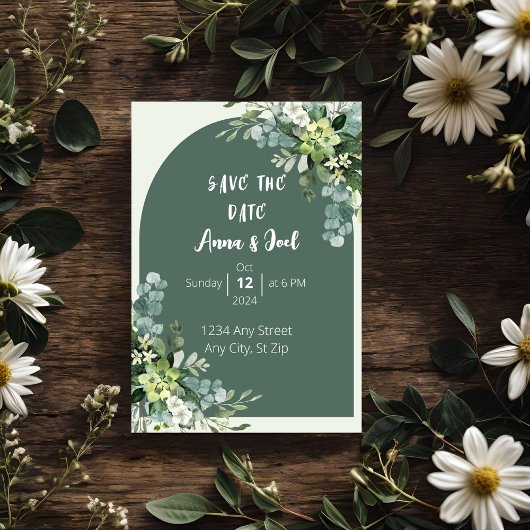 Mooie Sage Greenery bruiloft uitnodiging