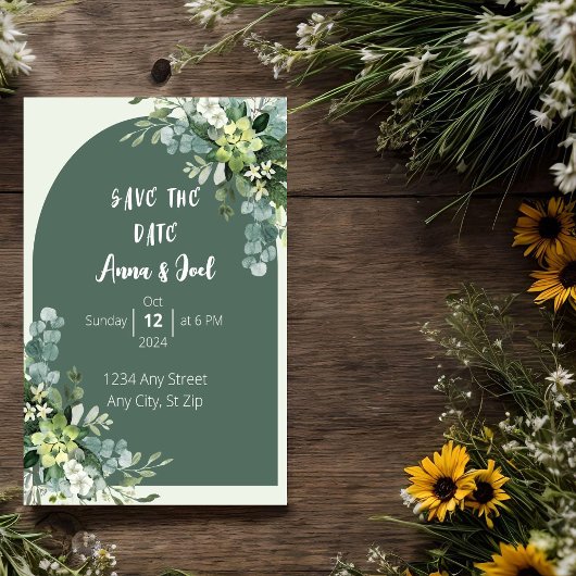 Mooie Sage Greenery bruiloft uitnodiging