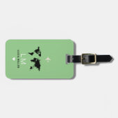 mooie sage GROEN reis bagagelabel met naam (Voorkant horizontaal)