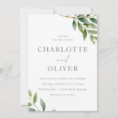 Mooie Sage Groene bladeren Moderne bruiloft Kaart (Voorkant)