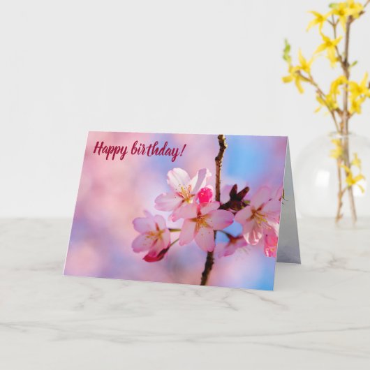 Mooie Sakura-bloemen op een verticale tak Kaart (Gele Bloem)