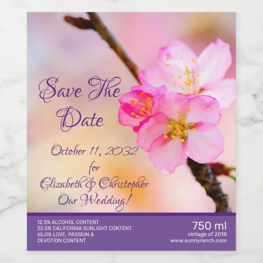 Mooie Sakura Cherry Blossom Wijn Etiket (Enkel label)