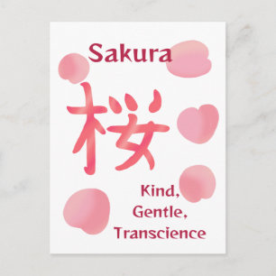 Mooie Sakura Kanji met Hanakotoba Briefkaart