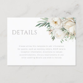 Mooie Salie Blad & Witte Bloem Bruiloft Details Informatiekaartje