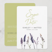 Mooie salie groene Kaarten, lavendel, Save The Date (Voorkant / Achterkant)