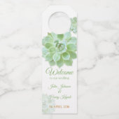 Mooie Salie Succulente Trouwdag Flessenhanger (Voorkant)