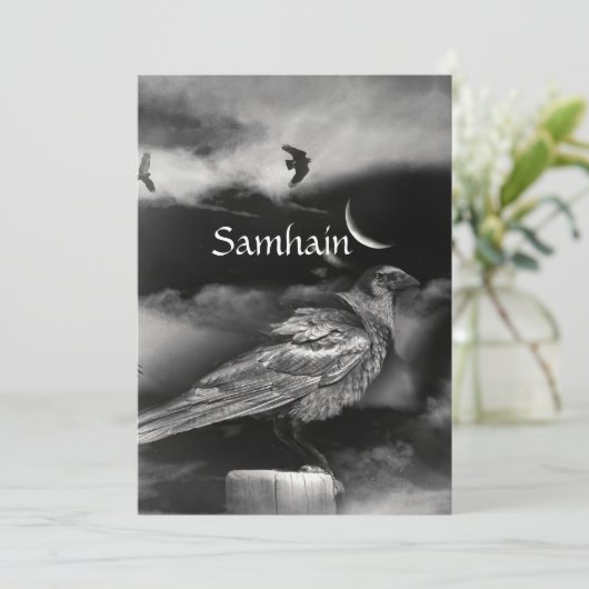 Mooie Samhain Blessing Moon Raven Crows (Staand voorkant)