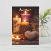 Mooie Samhain Zegen Kaarsen Hart Steen (Staand voorkant)