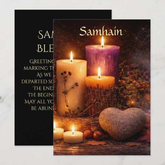 Mooie Samhain Zegen Kaarsen Hart Steen (Voorkant / Achterkant)