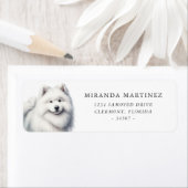 Mooie Samoyed hond retour adres label (Insitu)