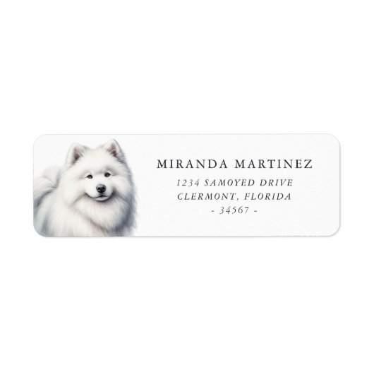 Mooie Samoyed hond retour adres label (Voorkant)