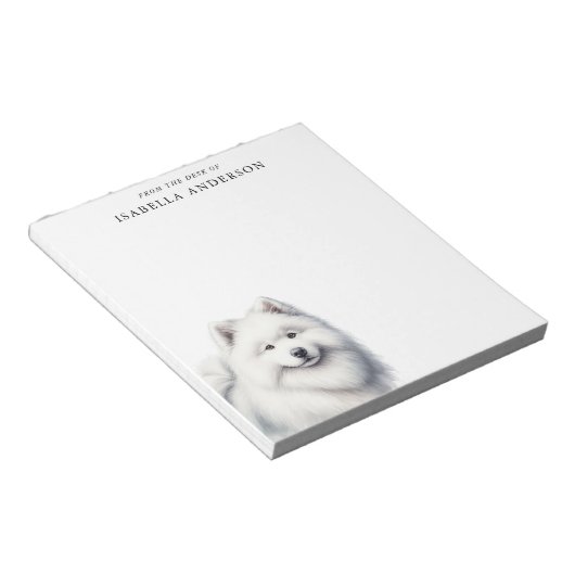 Mooie Samoyed van het bureau van Notitieblok (Schuin)