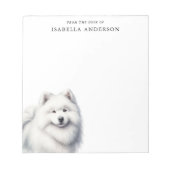 Mooie Samoyed van het bureau van Notitieblok (Voorkant)