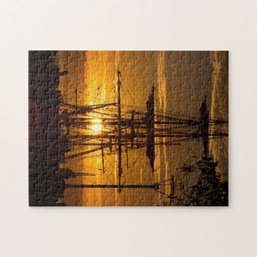 Mooie San Diego Sunset met Tall-Mast Ship Legpuzzel (Horizontaal)