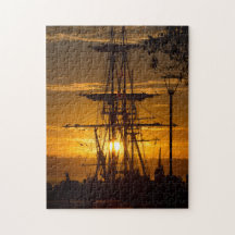 Mooie San Diego Sunset met Tall-Mast Ship