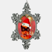 Mooie santa bulldog met santa muts tin sneeuwvlok ornament (Links)