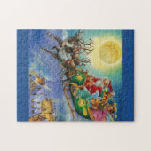 mooie santa claus rendierpuzzel legpuzzel (Horizontaal)