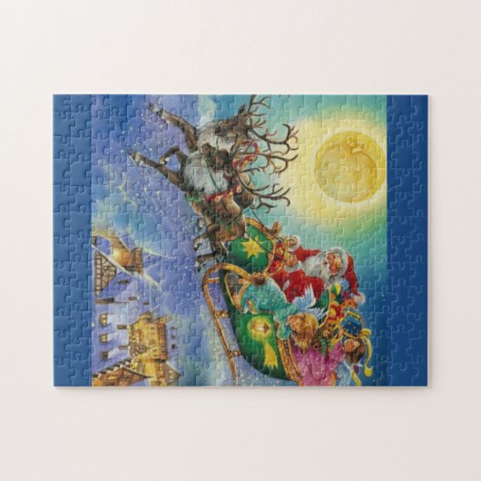 mooie santa claus rendierpuzzel legpuzzel (Horizontaal)