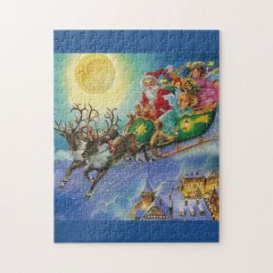 mooie santa claus rendierpuzzel legpuzzel