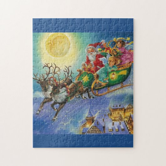 mooie santa claus rendierpuzzel legpuzzel (Verticaal)