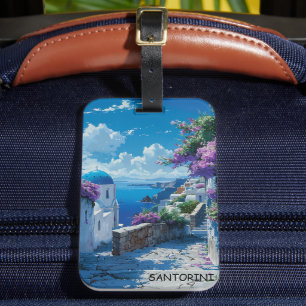 Mooie Santorini Griekenland Zeezicht Bagagelabel