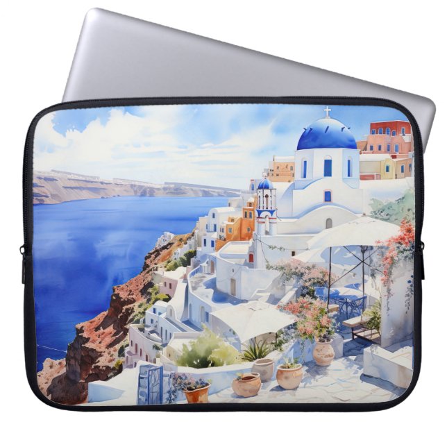 Mooie Santorini Laptop Sleeve (Voorkant)