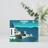 Mooie Santorini 's nachts Griekenland Briefkaart (Staand voorkant)